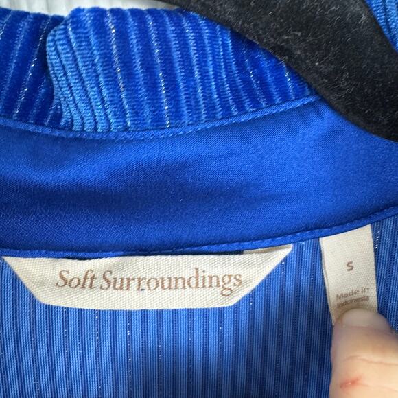 Soft Surroundings Royal Blue Velvet Boyfriend Long Sleeve Button Shirt Sz Small - Picture 6 of 8